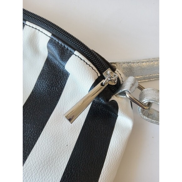 Unbranded Black & White Striped Beetlejuice Inspired Bag w/ Silver Adj Strap - Picture 8 of 13